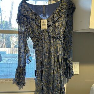 Blue Free People Floral Dress